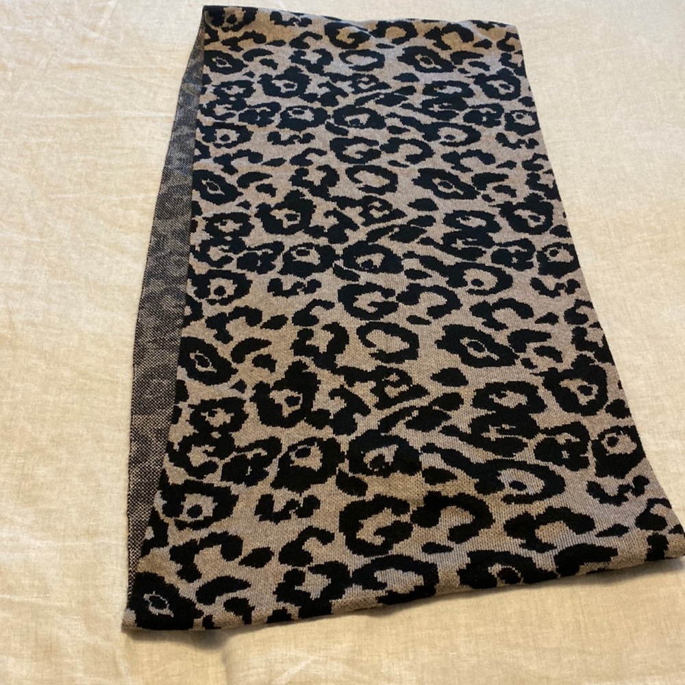 Infinity scarf.  Tan/black. Acrylic. Super soft